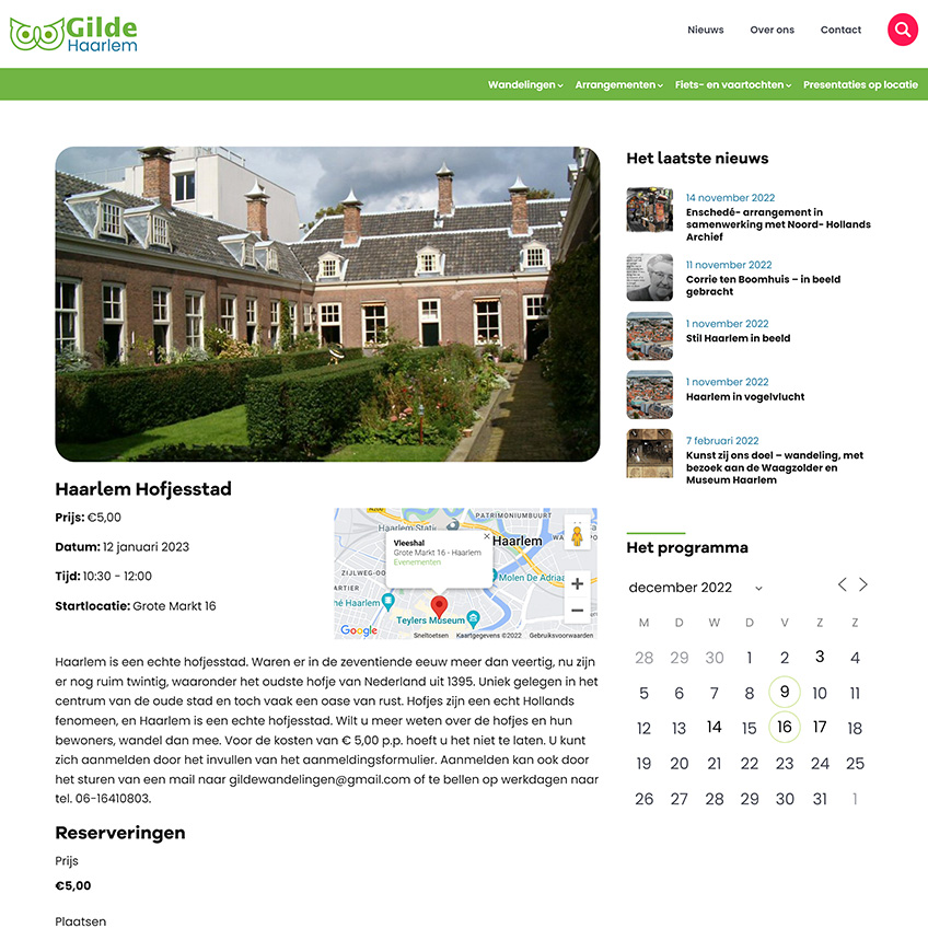 Gilde Haarlem wandeling pagina desktop